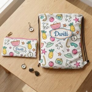 Customize Satin Printed Bag With Pouch